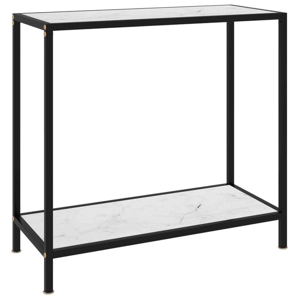 Vidaxl Konzolový stolík, biely 80x35x75 cm, tvrdené sklo